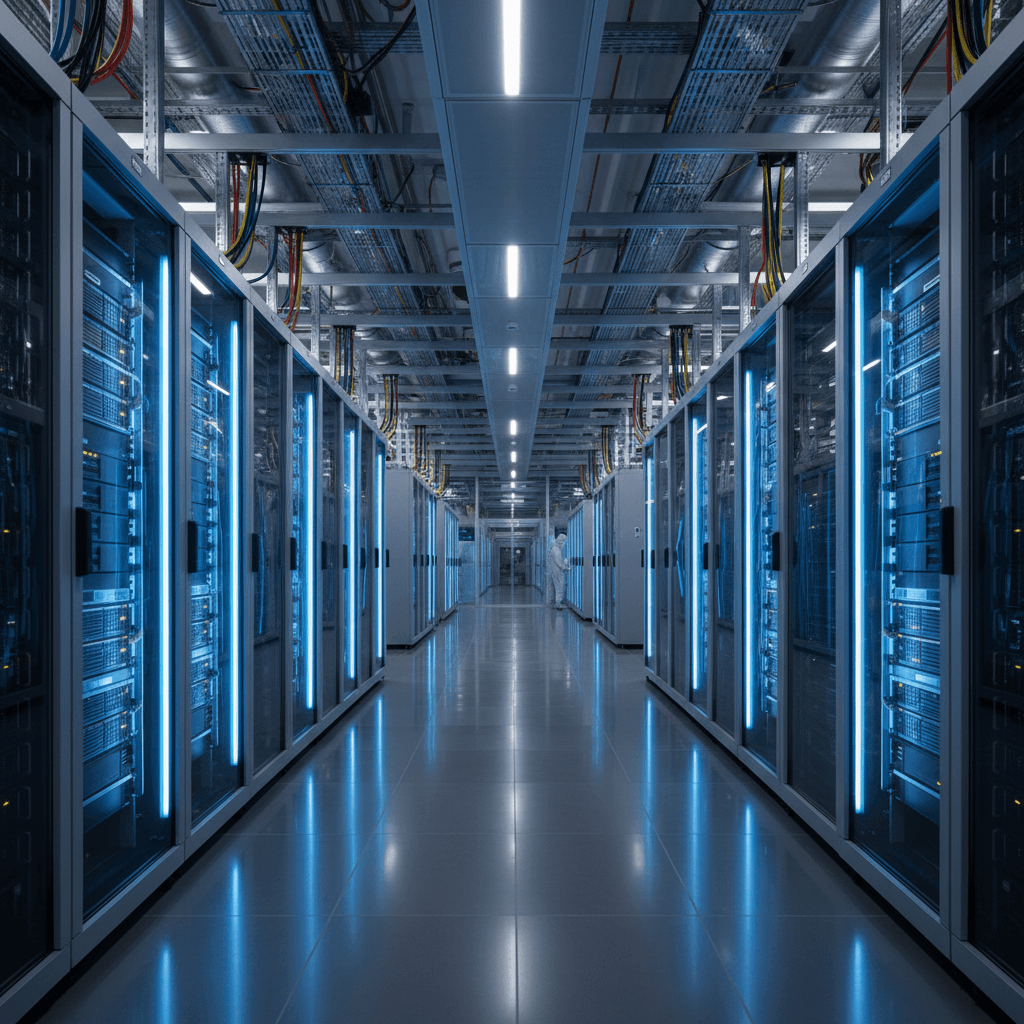 Data center server racks with enterprise hardware